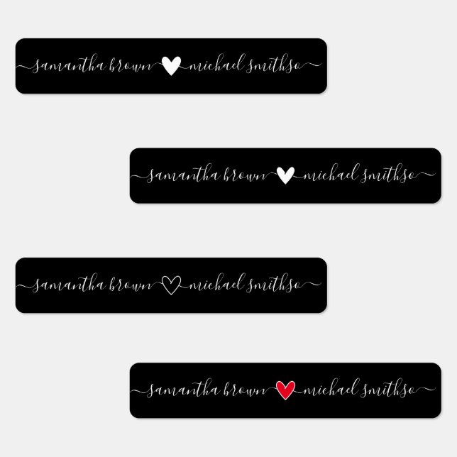 Einfache Signatur Name Elegant schwarz Etiketten (Gruppe)