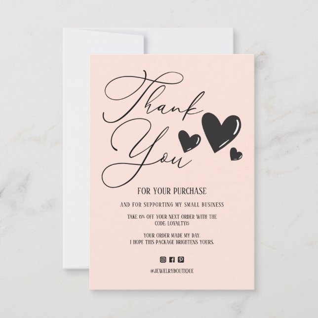 Einfache Signatur Script Herz Bestellung Vielen Da Dankeskarte (Vorderseite)