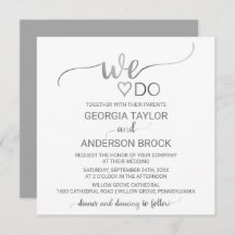 Einfache Silber-Kalligrafie "We Do" Square Wedding