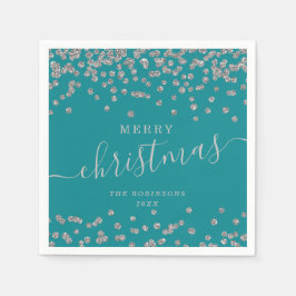 Einfache Silber Weihnachtsfeiertage Glitzer Aquama Serviette