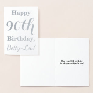 Einfache Silberfolie 90. Geburtstag + Benutzerdefi Folienkarte