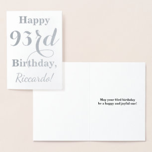 Einfache Silberfolie "HAPPY 93. BIRTHDAY" + Name Folienkarte