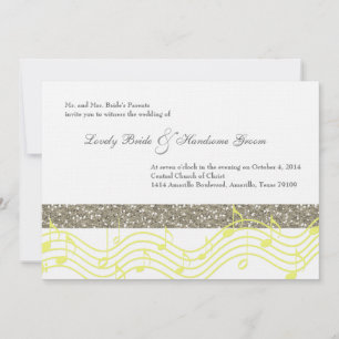 Einfache, silbergelbe Graumusik Einladung zur Hoch