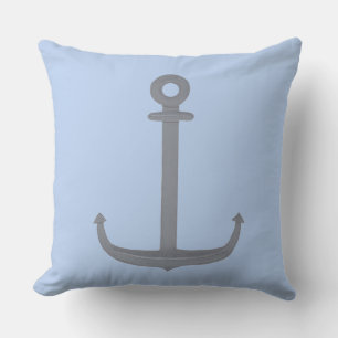 Einfache silbergraue Anker-Malerei Nautical Kissen