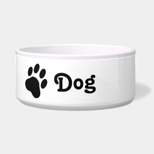 Einfache Silhouette einer Hundepfote mit Text Hund Napf