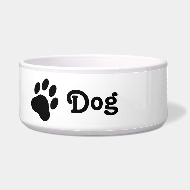 Einfache Silhouette von Dog Paw mit Textdog Napf (Vorderseite)