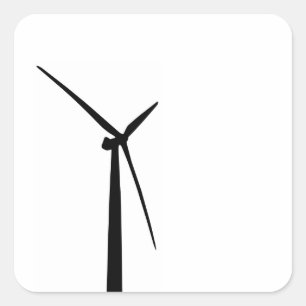 Einfache Silhouette von Windkraftanlagen mit grüne Quadratischer Aufkleber