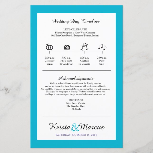 Einfache Silhouetten Hochzeit Timeline Fan (Vorderseite)