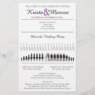 Einfache Silhouetten Hochzeitsprogramm Flyer