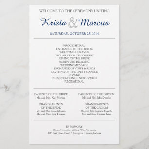 Einfache Silhouetten Hochzeitsprogramm Flyer