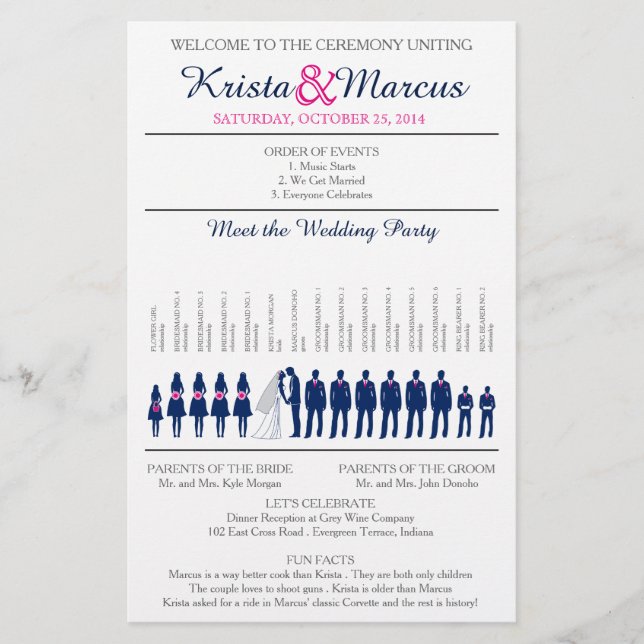 Einfache Silhouetten Hochzeitsprogramm Flyer (Vorderseite)