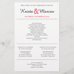 Einfache Silhouetten Hochzeitsprogramme Flyer