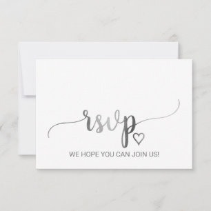 Einfache Silver Calligraphy Song Request RSVP Card Karte