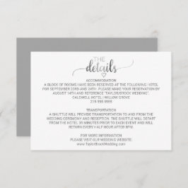Einfache Silver Foil Calligraphy Details Card Begleitkarte