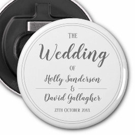 Einfache Silver Grau & White Design Tischgeschenke Flaschenöffner