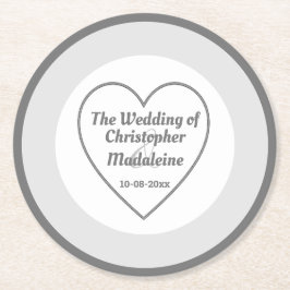 Einfache Silver Gray and White Wedding Runder Pappuntersetzer