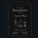Einfache Silver Masque Schwarz Sweet 16 Einladung<br><div class="desc">Silbermaske auf schwarzem Hintergrund.</div>
