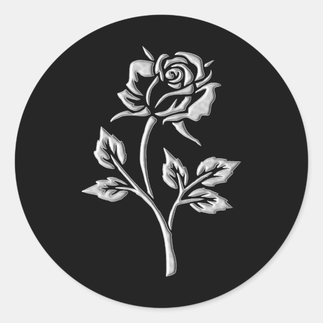 Einfache Silver-Rose Runder Aufkleber (Vorderseite)