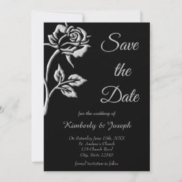 Einfache Silver-Rose Save The Date