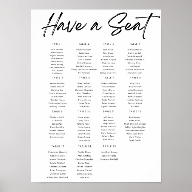 Einfache Sitzkarte Poster (Vorne)