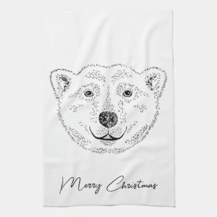 Einfache Skizze mit Polar-Bären und Text Geschirrtuch