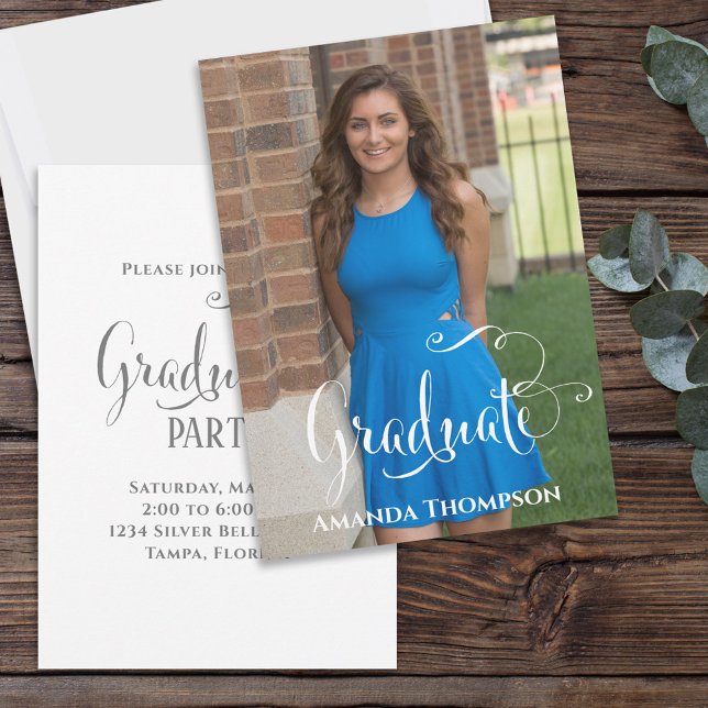 Einfache Skript-Abschluss-Fotovorlage Einladung (Von Creator hochgeladen)