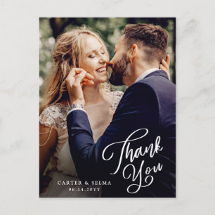 Einfache Skript-Foto-Hochzeit-Dankeschön Postkarte