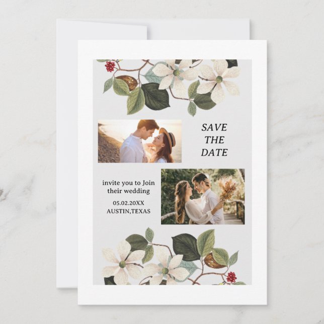 Einfache Skript-Foto-Hochzeit speichern Sie die Da Einladung (Vorderseite)