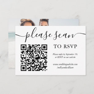 Einfache Skript-Foto-Hochzeiten RSVP QR-Code-Karte