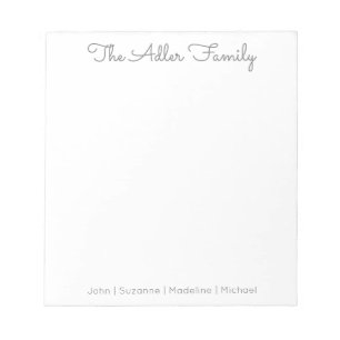 Einfache Skript-Grau-Familien-Notizbuch Notizblock