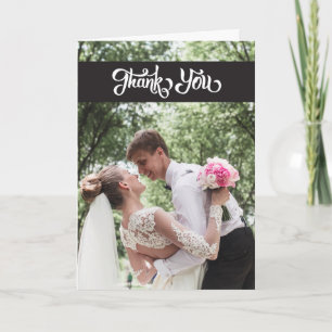 Einfache Skript-Hochzeit danken Ihnen faltete Dankeskarte