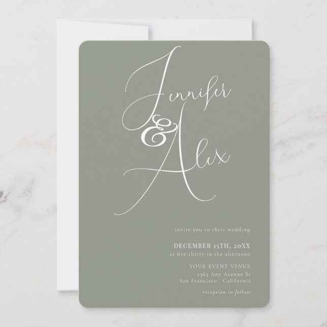 Einfache Skript-Minimalist-Foto-Collage-Hochzeit  Einladung (Vorderseite)
