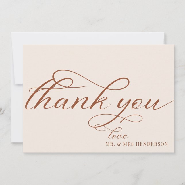 Einfache Skript Minimalistisch Hochzeit Dankeschön Dankeskarte (Vorderseite)