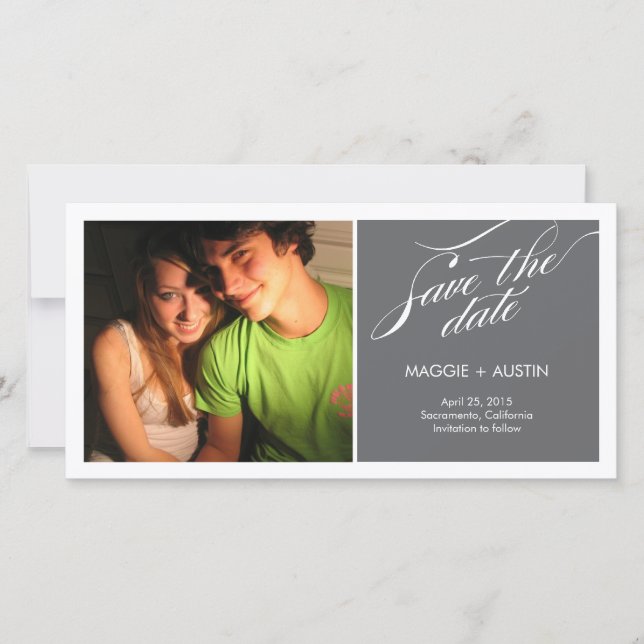 Einfache Skript-Save-The-Date-Fotokarte Save The Date (Vorderseite)