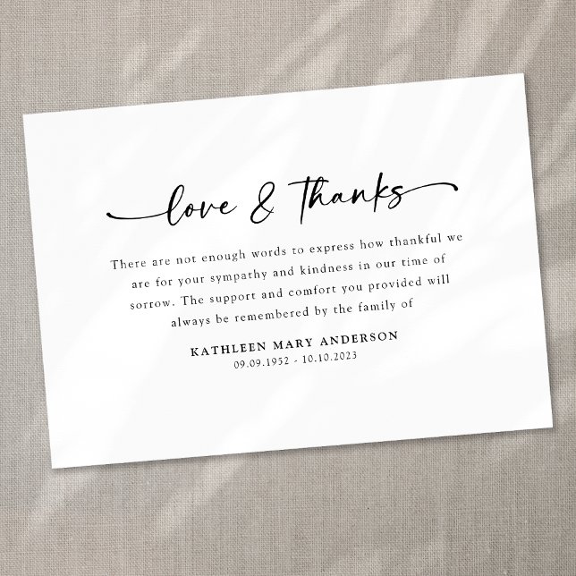 Einfache Skriptbeerdigung Dankeskarte (Von Creator hochgeladen)