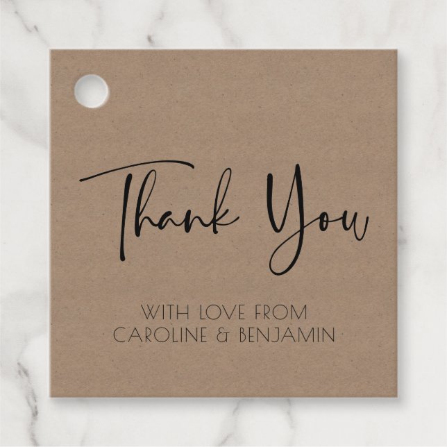 Einfache Skriptbezeichnung Brown Kraft Papier Dank Geschenkanhänger (Vorderseite)