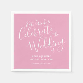 Einfache Skripte staubige rosa und weiße Hochzeits Serviette