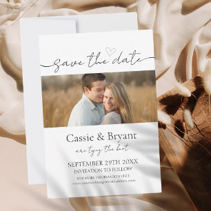 Einfache Skripteinladung Save the Date Monogram