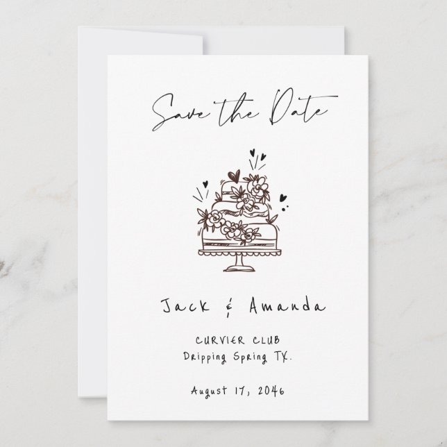 Einfache Skripthand zeichnend Hochzeit speichern S Save The Date (Vorderseite)