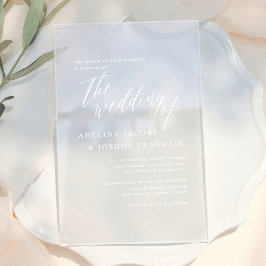Einfache Skriptkalligrafie Elegante Hochzeit Acryleinladungen