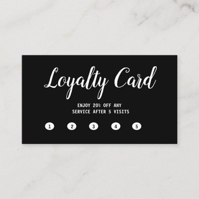 einfache Skriptminimale Black Flat Loyalty Card Treuekarte (Vorderseite)