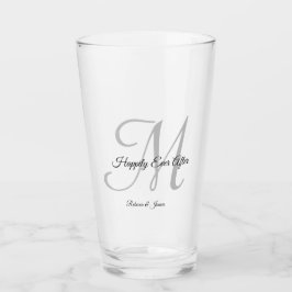 Einfache Skriptmonogramm glücklich je nach Hochzei Glas