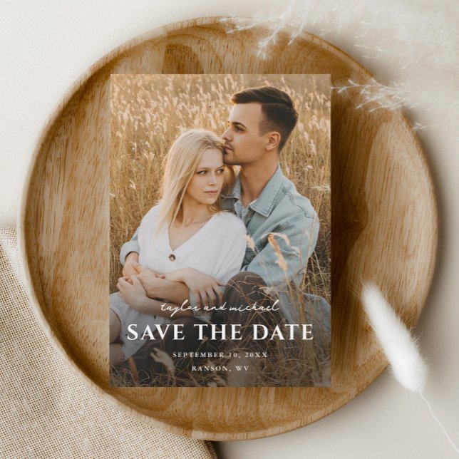Einfache Skriptnamen Foto Hochzeit Save The Date (Von Creator hochgeladen)
