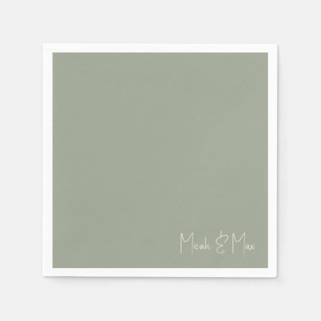 Einfache Skriptnamen Hochzeitscocktail Serviette (Vorderseite)