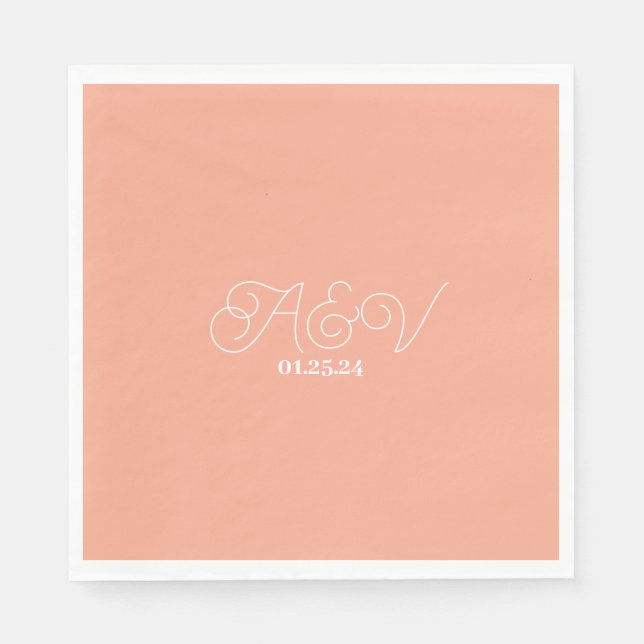 Einfache Skriptpaare Hochzeit Serviette (Vorderseite)