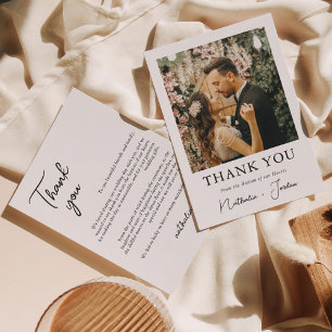 Einfache Skripttypografie Schwarz-weißes Foto Hoch Dankeskarte