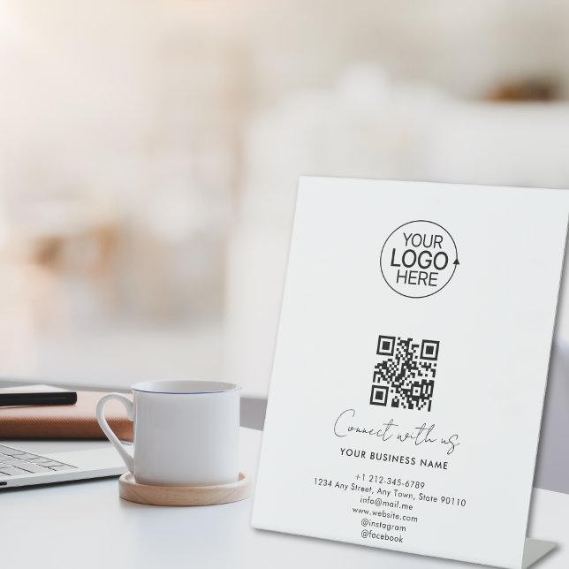 Einfache Skriptverbindung mit dem Logo QR Code Pro Sockelschild (Simple Script Connect With Us Logo QR Code Promo Pedestal Sign)