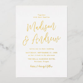 Einfache SkriptWedding Gold Folieneinladung
