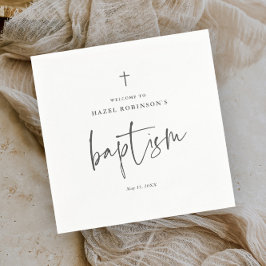 Einfache Skriptweiße Taufe Serviette