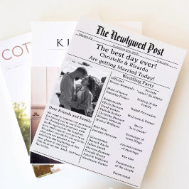 Einfache Skriptzeitung Hochzeit speichern Sie das Einladung